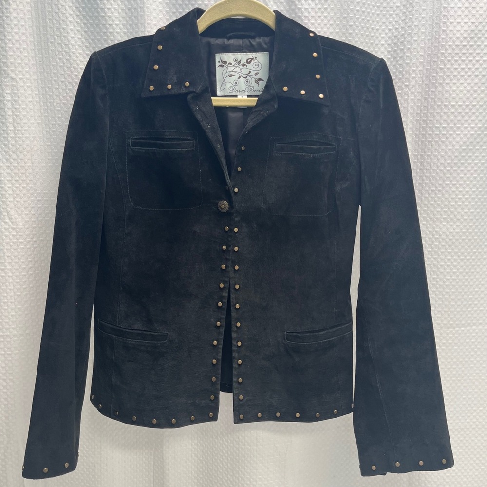 David Brooks Womens Black Pig Suede Studded Western Jacket Size
8 Indie